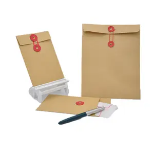 사용자 정의 인쇄 미니 보석 사무실 파일 포장 버튼과 문자열 폐쇄 다채로운 크래프트 종이 봉투