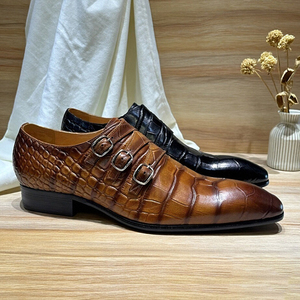 Chaussures de ville confortables pour hommes en cuir véritable, style mocassin à boucle, bout pointu, pour le bureau - Product Image 4