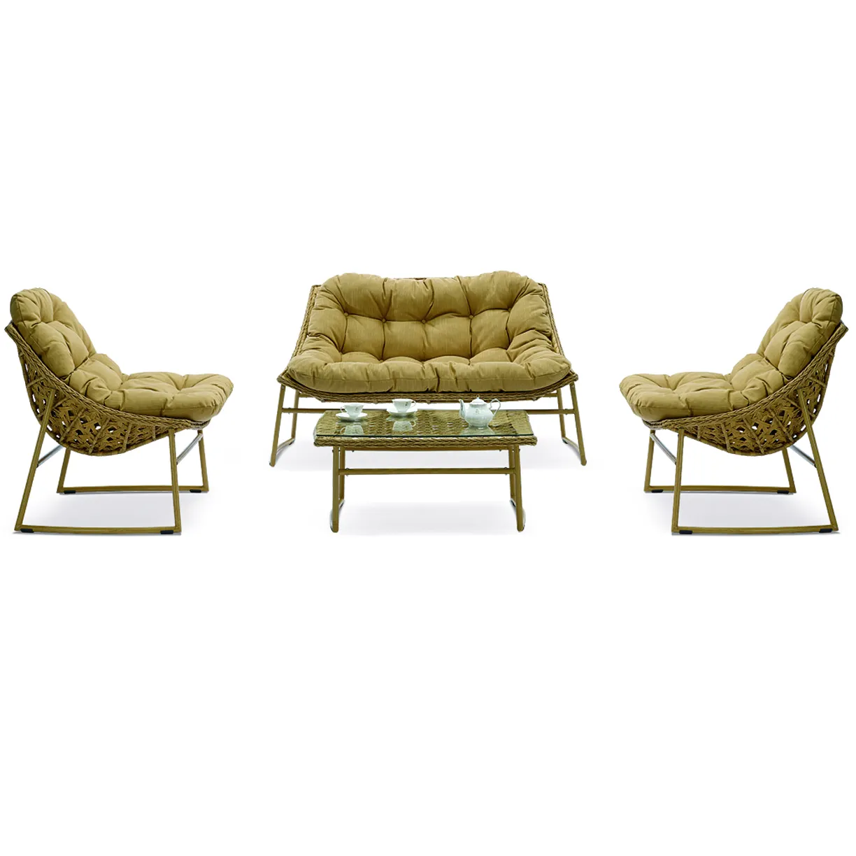Popular novo design lanche de alta qualidade jardim conjunto de sofá, confortável ao ar livre, móveis de pátio