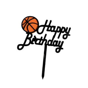 cake toppers wholesale colorful Bake decoration basketball sports party happy birthday cake card acrylic cake topper decoration