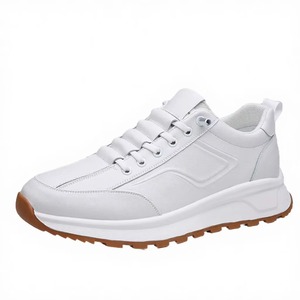New 2026 Mens Shoes Casual Wear Pure Leather Soft White Athletic Shoes Mesh <b>EVA</b> Insole Chunky Lace-up Sneaker Custom - Product Image 2