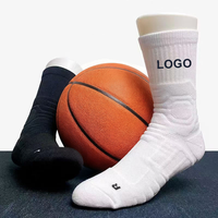 Chaussettes de sport de basketball personnalisées en coton brodé, épaisses, avec semelle en tissu éponge, respirantes, à compression, à côtes, pour hommes