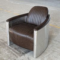 Fauteuil de salon moderne en cuir avec structure en aluminium, mobilier de maison confortable et durable