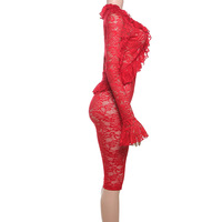 Nouvelle tendance, tenues en maille, dentelle sexy, ensemble 2 pièces pour femmes, tenue de fille à manches longues, haut court en maille ajouré et short