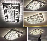 Lampe de plafond en cristal K9 PM Modern Luxury Living pour salle à manger, design créatif, base rectangulaire en acier inoxydable, lumière LED suspendue