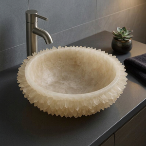 Lavabo Moderno de Resina, Mármol y Cuarzo con Superficie Pulida, Resistente al Agua, Fácil de Limpiar, para Baños de Lujo - Product Image 4