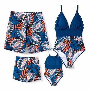 Maillots de bain de luxe personnalisés par le fabricant, imprimé floral, ensemble familial 4 pièces, bikini, vêtements de plage, maillots de bain de fitness pour femmes et hommes - Product Image 4