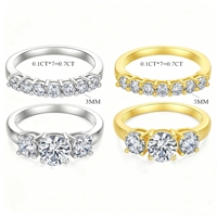 Offre Spéciale : Ensemble de Bagues de Mariage en Moissanite pour Femme, 2 Carats au Total, Couleur D, Pureté VVS, Plaqué Rhodium, Bijoux en Argent Sterling 925