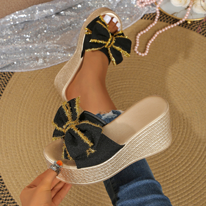 Sandalias de Plataforma con Tacón de Cuña y Lazo para Mujer, Talla Grande, Verano 713, Nuevas, Venta al Por Mayor - Product Image 2