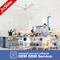 Ventilateur de plafond professionnel 1stshine moderne à économie d'énergie, compatible TUYA Wifi, écologique, 6 vitesses, pour salon et chambre, avec éclairage LED