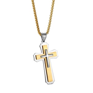 Usine de bijoux religieux uniques, fabrication sur mesure OEM, pendentif en acier inoxydable 316 pour homme, croix de Jésus-Christ en métal - Product Image 2