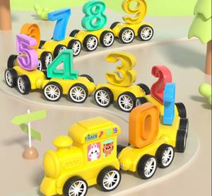 รถไฟแม่เหล็กตัวเลขสำหรับเด็ก ตัวอักษรแม่เหล็ก ของเล่นบล็อกลาก รถของเล่นเสริมพัฒนาการด้านคณิตศาสตร์และการคำนวณสำหรับเด็กเล็ก - Product Image 1