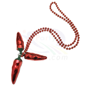 Collar de cuentas rojas de Mardi Gras metálicas de 10mm y 36 ", cinco chiles, pimienta, decoración de Fiesta <span class=keywords><strong>Mexicana</strong></span> - Product Image 2