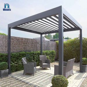 Design moderno colonna in lega di alluminio <span class=keywords><strong>a</strong></span> prova di pioggia e vento elettrico regolabile feritoie <span class=keywords><strong>da</strong></span> tetto Pergola con tessuto in poliestere cieco - Product Image 6