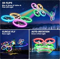 Drone RC DWI Dowellin avec caméra FPV HD 720P pour enfants, jouets sympas, cadeaux pour garçons et filles avec lumière LED, hélice entièrement protégée