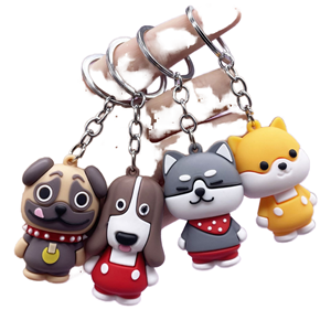 QY Creative Cartoon Dog Keychain Soft Rubber Husky Labrador Bulldog <b>Key</b> <b>Ring</b> <b>Bag</b> Charm PVC Pendant Gift OEM Wholesale - Product Image 1