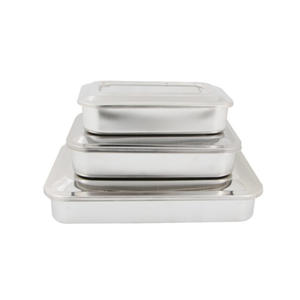 Plateaux carrés en acier inoxydable avec couvercle, contenants de stockage alimentaire de 6, 8, 9 et 11 pouces pour usage en cuisine - Product Image 1