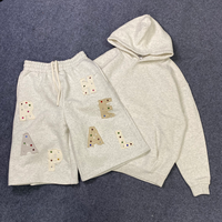 Ensemble homme sweat à capuche oversize en polaire thermique et pantalon de survêtement 3/4 coupe décontractée streetwear