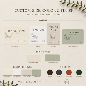 Tarjetas de Agradecimiento Minimalistas Impresas Personalizadas, Tarjetas con Diseño Floral Elegante y Detalles de Marca Personalizados para Empaquetado de Clientes - Product Image 5