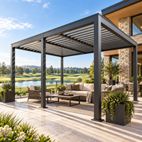Pergola bioclimatique motorisée en aluminium pour terrasses de restaurants, prête à l'emploi, avec toit à lames orientables, étanche et télécommandée