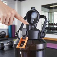 Bouteille d'eau Longstar 2,5 L sans BPA, écologique, avec couvercle à bouton-poussoir, anti-fuite, pour boire directement, sac motivant pour les modes de vie actifs