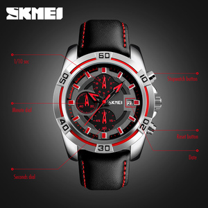 นาฬิกาข้อมือผู้ชาย SKMEI 9156 ราคาส่งถูก ดีไซน์ยอดนิยม หนังแท้ โลหะผสมสังกะสี กันน้ำ ระบบควอตซ์ - Product Image 3