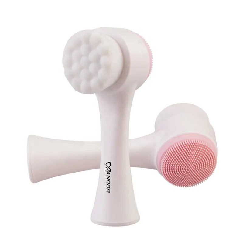 Stand-up Facial washing brush manual cleansing brushes double side silicone 3D Face Cleaning beauty tool Skin Care 2019