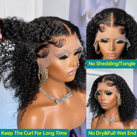 Perruque Courte Bob en Cheveux Humains Vierges Indiens Bruts Frisés Kinky, Perruque Lace Frontale HD Complète pour Femmes Noires