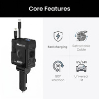 Pengisi Daya Mobil Retractable Tipe C Adaptor Pengisi Daya Aksesoris Elektronik untuk Ponsel Pilihan Multi Warna Pasokan Langsung Pabrik