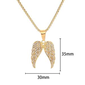 Liontin berlapis emas sayap berlian penuh perhiasan Hip-hop asli pabrik titik grosir baja Titanium liontin - Product Image 6