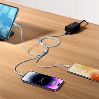 Câble de données Type-C trois-en-un haute vitesse 3,5 A à charge rapide, en nylon tressé, conception multifonctionnelle à trois têtes pour iOS