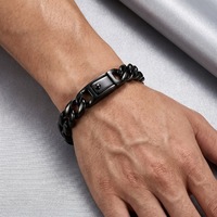 Bracelet Minimaliste Poli Kalen, Chaîne Cubaine Lisse Tendance, Fermoir à Ressort, Acier Inoxydable, Bracelet pour Homme