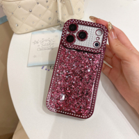 Coque de téléphone antichoc à paillettes brillantes et strass pour iPhone 18 Pro Max 17 16 15 14 Pro avec bordure en diamant