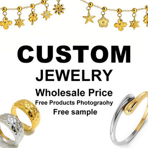 럭키지우 맞춤 제작 쥬얼리 제조업체 도매 스터드 귀걸이 목걸이 팔찌 반지 황동 스테인리스 스틸 금도금 쥬얼리 - Product Image 2