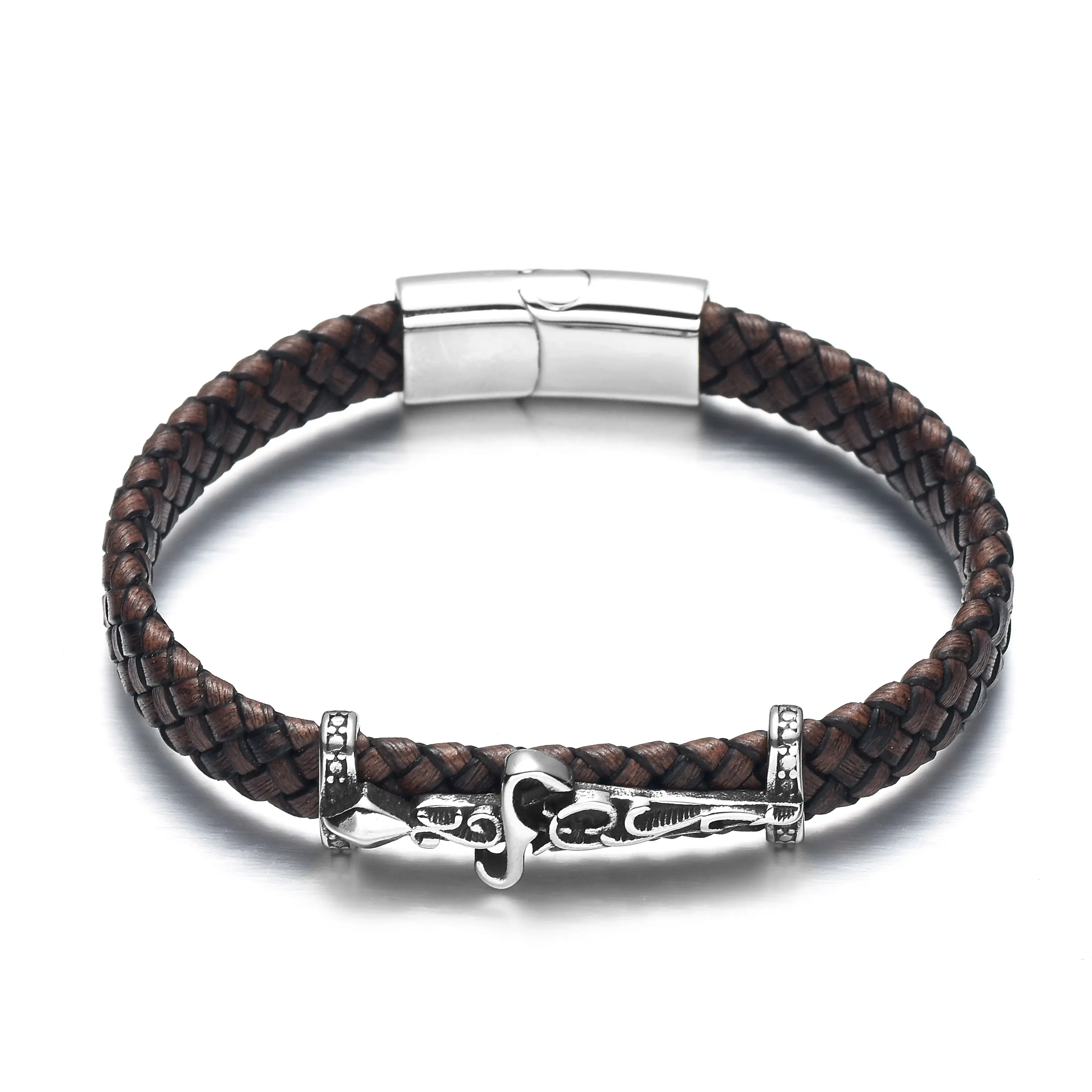 REAMOR — Bracelet marron de Style Punk pour hommes et femmes, bijou en spirale avec boucle magnétique en acier inoxydable, 2019