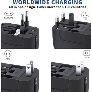 Adattatore da viaggio USB-C Premium 45W universale All-One in tutto il mondo convertitori a muro caricabatterie AC Plug adattatore per fotocamera - Product Image 4