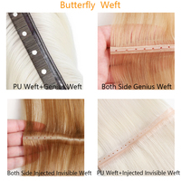 Genius Butterfly Extensions de Cheveux Humains Vierges Bruts 100% à Trame Invisible Injectée Double Tirage Aligné les Cuticules Type Russe