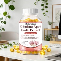 Exportation transfrontalière d'extraits d'ail vieilli inodores en gélules souples, complément alimentaire, 60 capsules, vente directe d'usine, support OEM