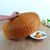 Imitation von Rattan im chinesischen Stil, Esstisch, rund, groß, für Lebensmittel, multifunktional, staubdicht, mückensicher, dekorative Abdeckung
