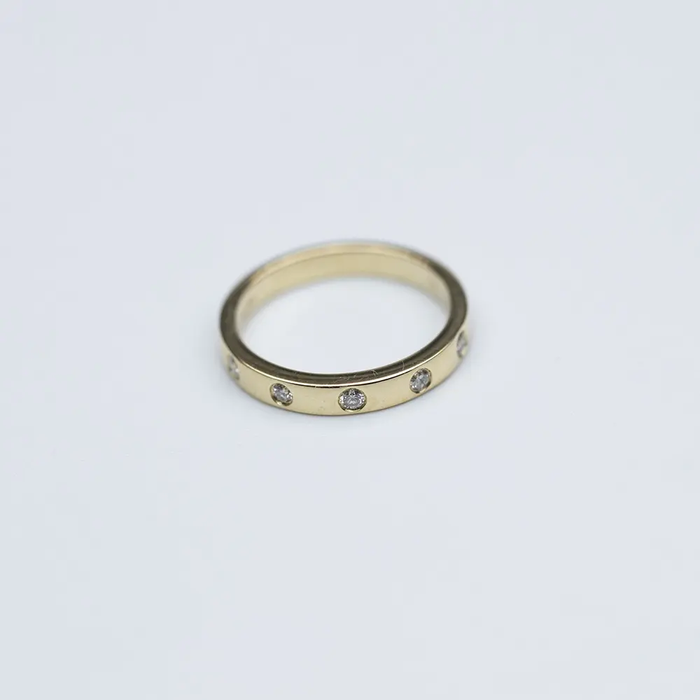 Fancy Jewelry anello di diamanti in oro giallo 14K con anello di diamanti naturali di alta qualità da 0,1 ct 1.7mm FG Color Eternity Band