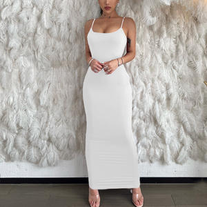 Robe d'été noire sexy pour femmes Streetwear Sleeveless Backless Solid Spaghetti Strap Bodycon Casual Clubwear Elegant Party Dresses - Product Image 3