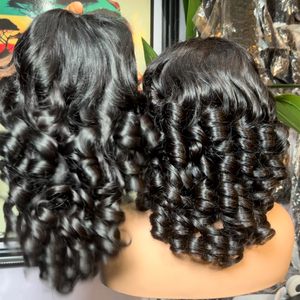 Perruques bouclées naturelles les moins chères en cheveux humains bruts non traités, brillantes et rebondissantes, avec frontal, échantillon gratuit - Product Image 5