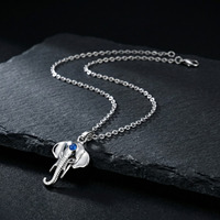 Collar con Cabeza de Elefante de Acero Inoxidable 316L para Hombre y Mujer, Colgante de Piedra Azul de la Suerte y la Sabiduría, Joyería Étnica Animal, Resistente al Agua, Regalo