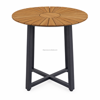 Table de jardin en teck Lifepursue avec structure en aluminium, table à manger pour terrasse