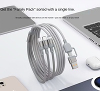 Câble USB 5-en-1 haute vitesse 100W avec blindage tressé en nylon, charge rapide 3A Type-C pour iOS, ordinateur, appareil photo