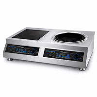Cuisinière à induction professionnelle à double brûleur 220V 10kW, plaque de cuisson plate et concave pour restaurant