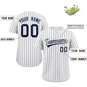 Maillot de baseball personnalisé à rayures fines, chemise boutonnée avec nom et numéro d'équipe pour hommes, femmes, jeunes, adultes, unisexe, respirant - Product Image 2