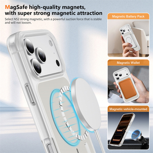 Étui de protection d'écran antichoc avec protection d'objectif, charge sans fil, TPU PC magnétique orange pour 15/16/17/18 Pro Max - Product Image 5