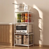 Étagère de rangement OEM à 4 niveaux en acier au carbone pour la cuisine et la chambre à coucher, étagère ménagère sur pied pour four à micro-ondes, ustensiles de cuisine, option de rangement