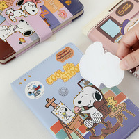 Cuaderno de Cuero PU A5 de Snoopy, Bonito Cuaderno con Hebilla Magnética de Dibujos Animados, Agenda, Libreta de Tapa Dura para Regalo de Papelería